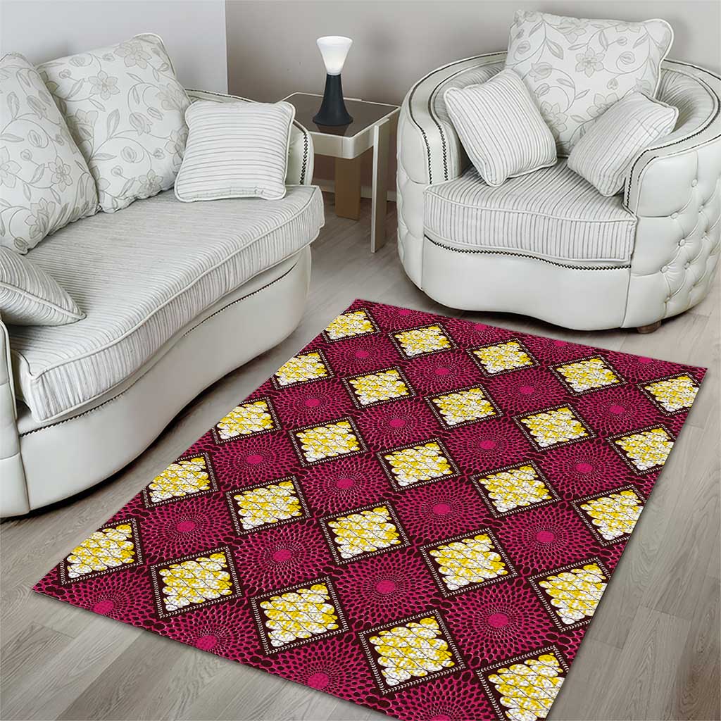 Ruby Gold African Ankara Pattern Area Rug