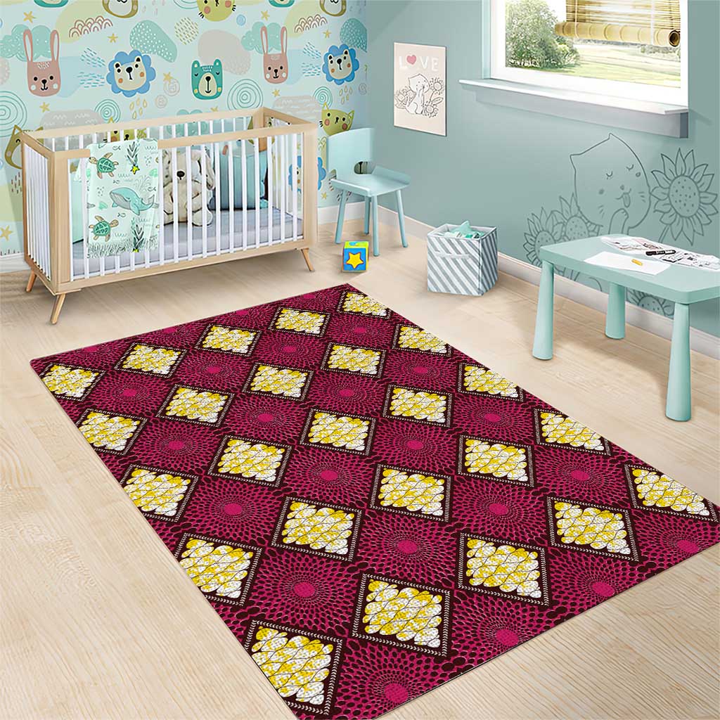 Ruby Gold African Ankara Pattern Area Rug