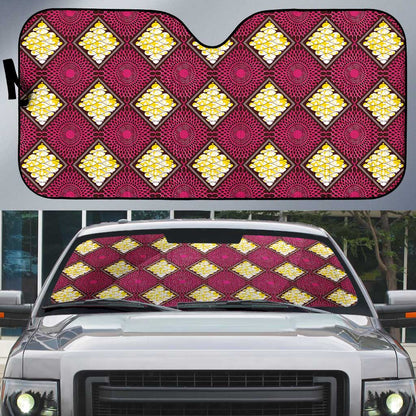 Ruby Gold African Ankara Pattern Auto Sun Shade