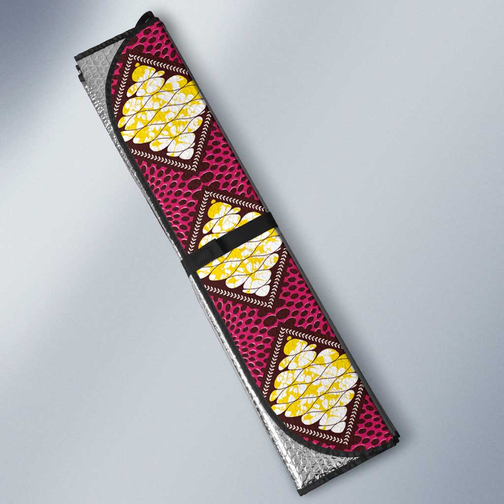 Ruby Gold African Ankara Pattern Auto Sun Shade