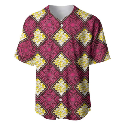 Ruby Gold African Ankara Pattern Baseball Jersey