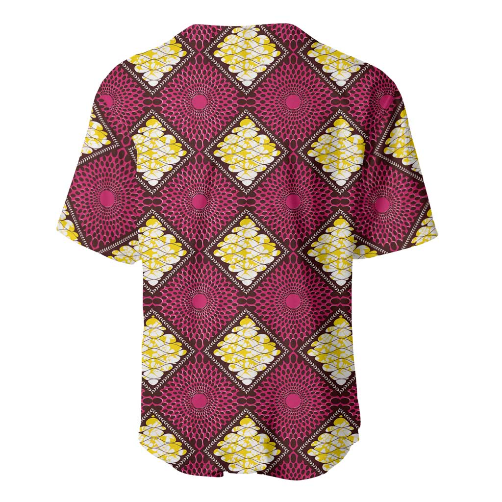 Ruby Gold African Ankara Pattern Baseball Jersey