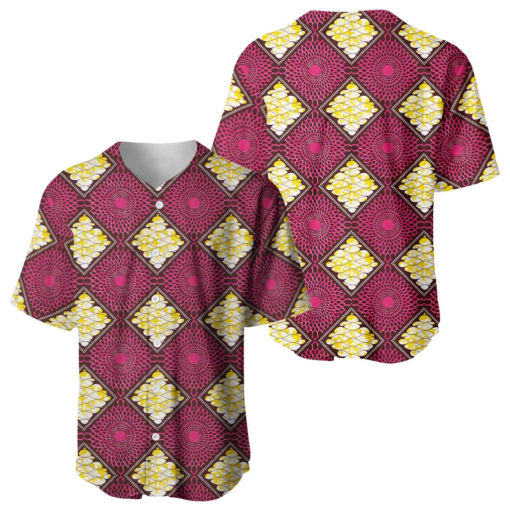 Ruby Gold African Ankara Pattern Baseball Jersey