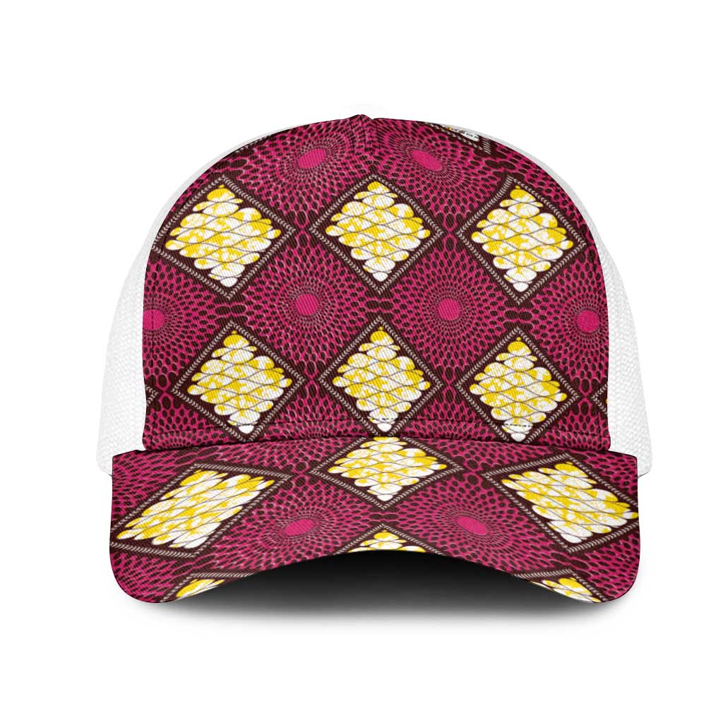 Ruby Gold African Ankara Pattern Baseball Net Cap