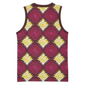 Ruby Gold African Ankara Pattern Basketball Jersey