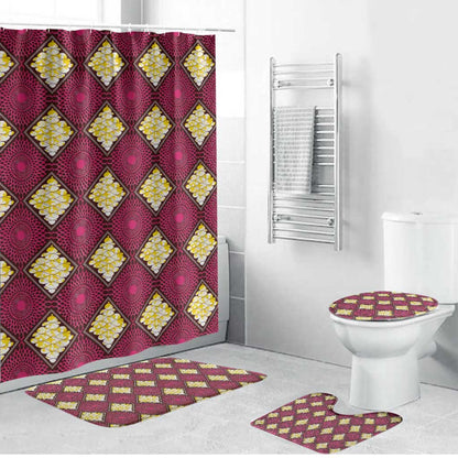 Ruby Gold African Ankara Pattern Bathroom Set