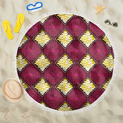 Ruby Gold African Ankara Pattern Beach Blanket