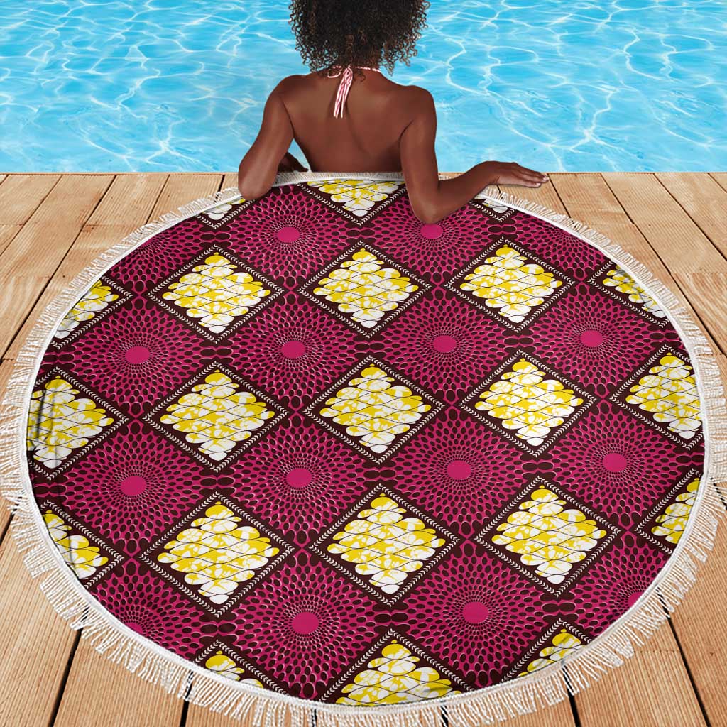 Ruby Gold African Ankara Pattern Beach Blanket