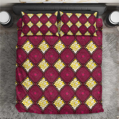 Ruby Gold African Ankara Pattern Bedding Set