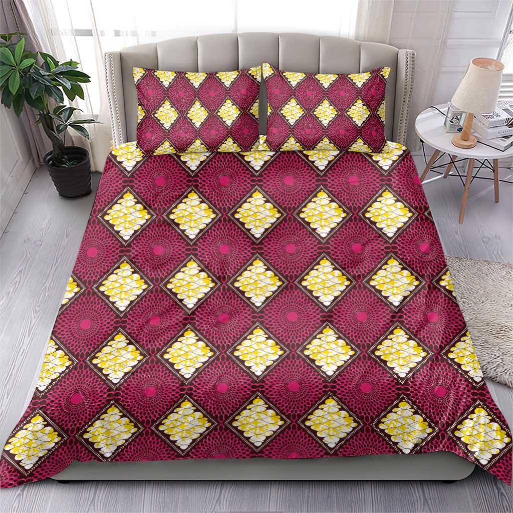 Ruby Gold African Ankara Pattern Bedding Set