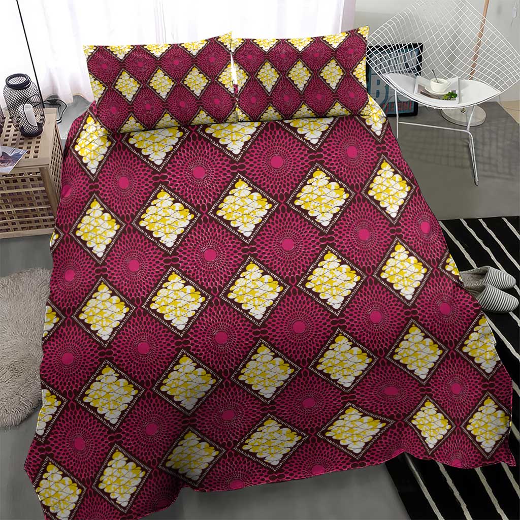 Ruby Gold African Ankara Pattern Bedding Set