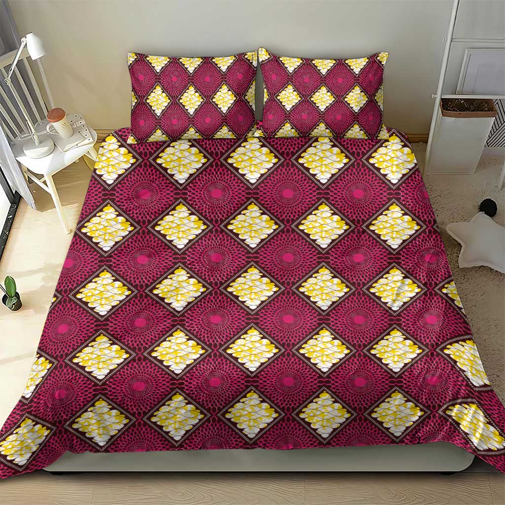 Ruby Gold African Ankara Pattern Bedding Set