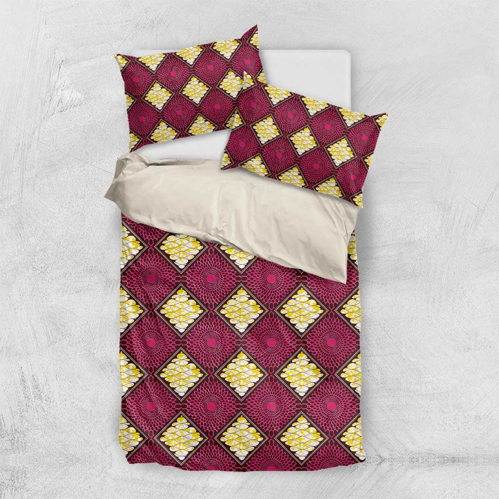 Ruby Gold African Ankara Pattern Bedding Set