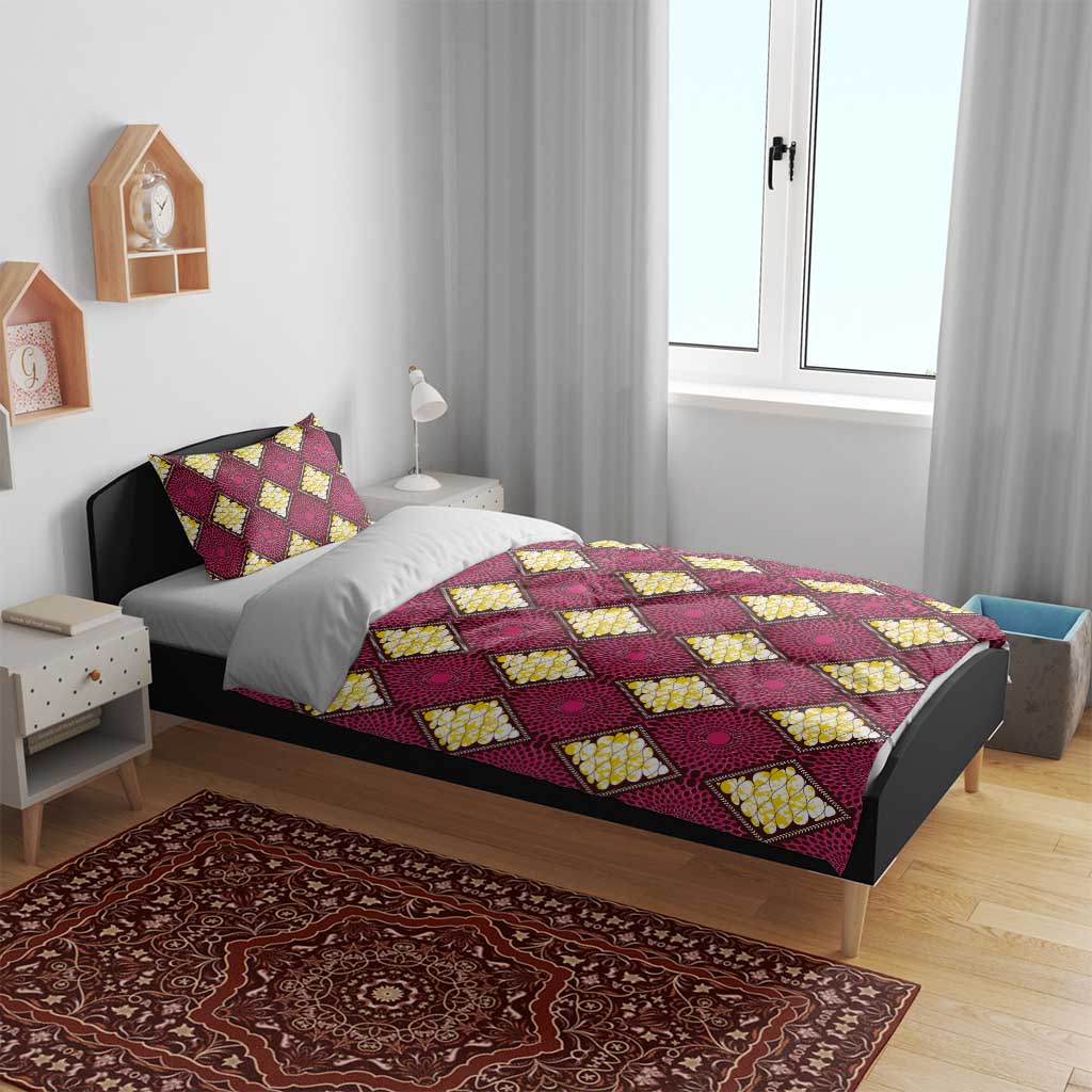 Ruby Gold African Ankara Pattern Bedding Set