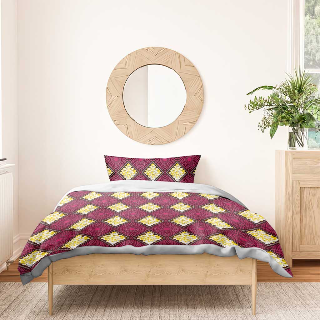 Ruby Gold African Ankara Pattern Bedding Set