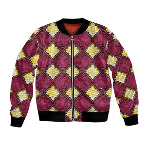 Ruby Gold African Ankara Pattern Bomber Jacket