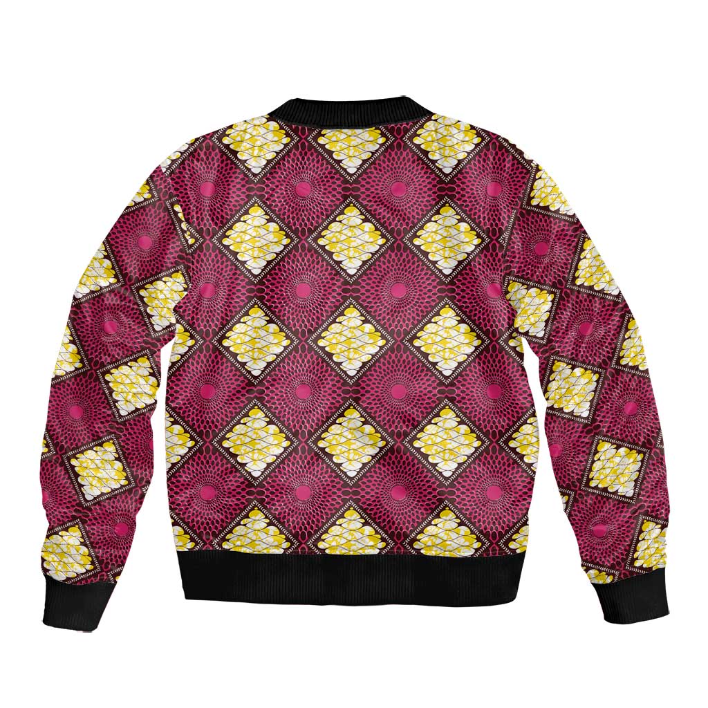 Ruby Gold African Ankara Pattern Bomber Jacket