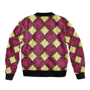 Ruby Gold African Ankara Pattern Bomber Jacket