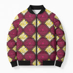 Ruby Gold African Ankara Pattern Bomber Puffer Jacket