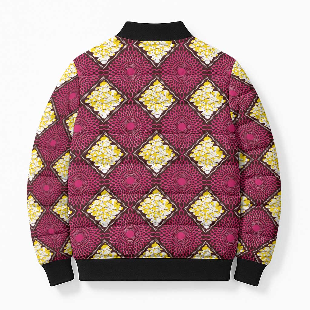 Ruby Gold African Ankara Pattern Bomber Puffer Jacket