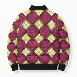 Ruby Gold African Ankara Pattern Bomber Puffer Jacket