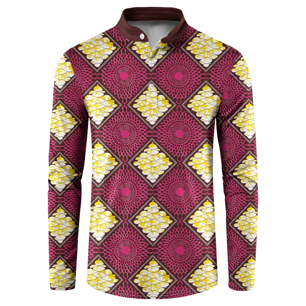 Ruby Gold African Ankara Pattern Button Sweatshirt
