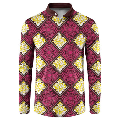 Ruby Gold African Ankara Pattern Button Sweatshirt