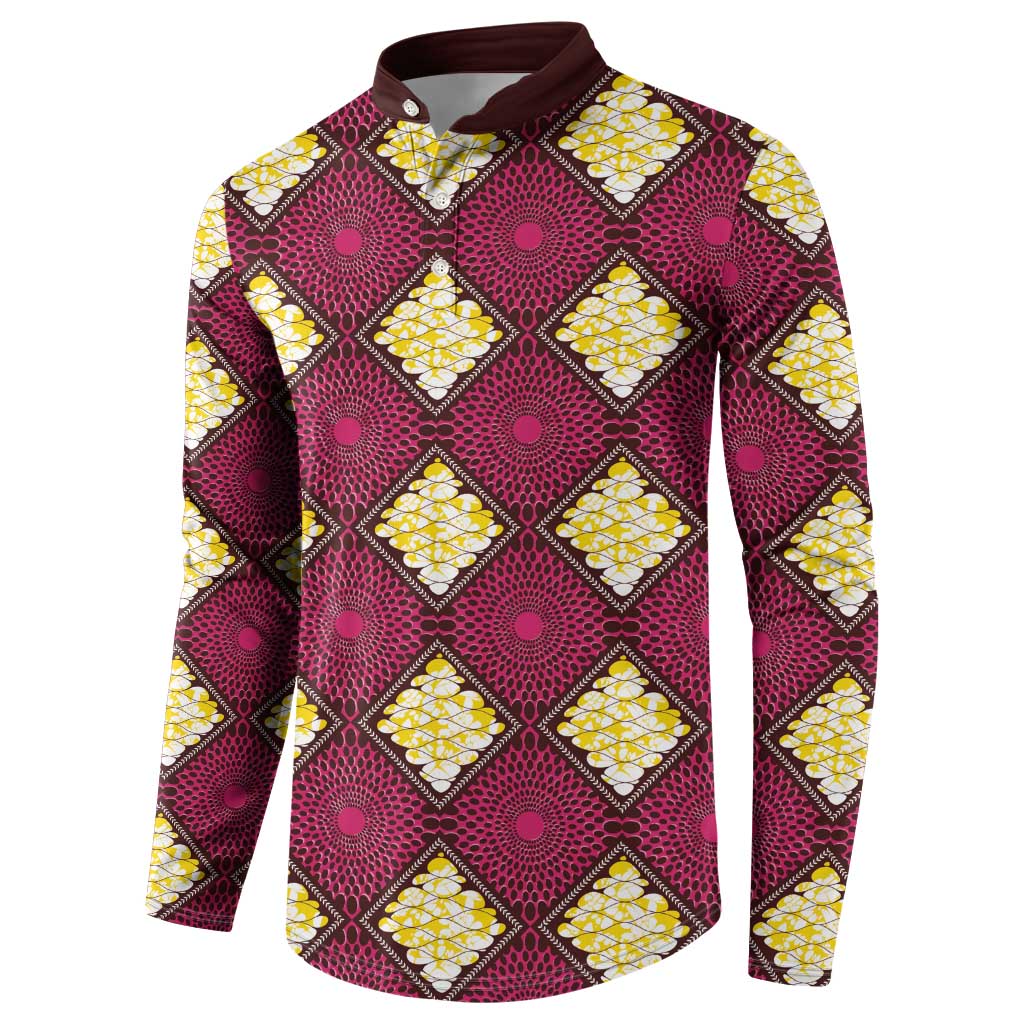Ruby Gold African Ankara Pattern Button Sweatshirt
