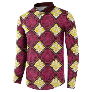 Ruby Gold African Ankara Pattern Button Sweatshirt