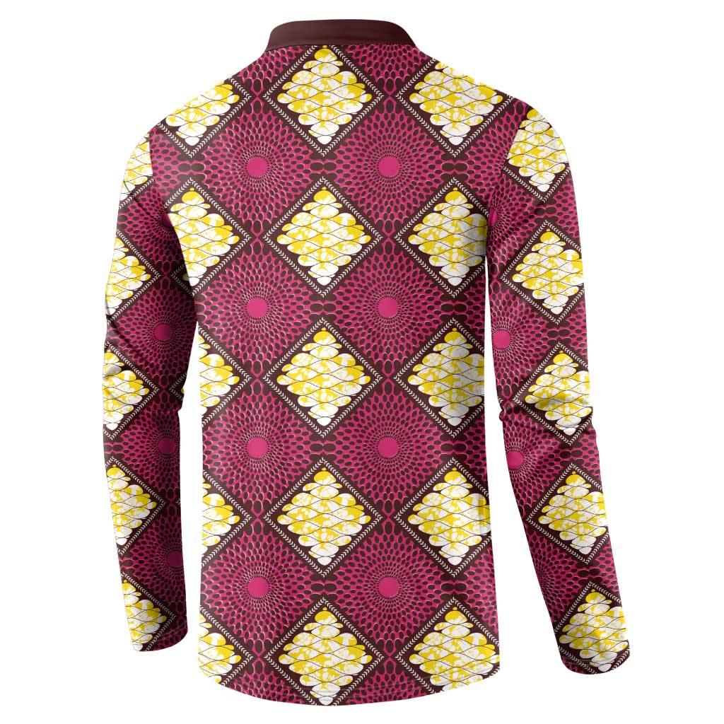 Ruby Gold African Ankara Pattern Button Sweatshirt