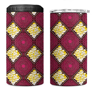 Ruby Gold African Ankara Pattern 4 in 1 Can Cooler Tumbler