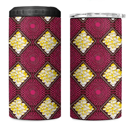 Ruby Gold African Ankara Pattern 4 in 1 Can Cooler Tumbler