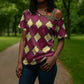 Ruby Gold African Ankara Pattern Cross Shoulder Shirt