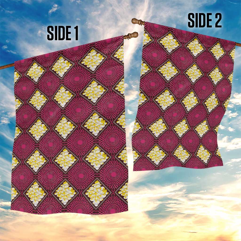 Ruby Gold African Ankara Pattern Garden Flag