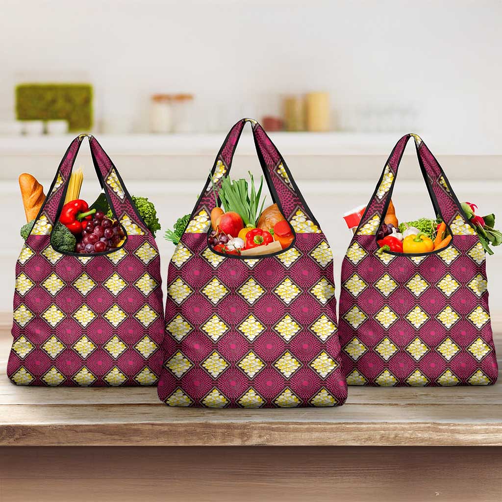 Ruby Gold African Ankara Pattern Grocery Bag