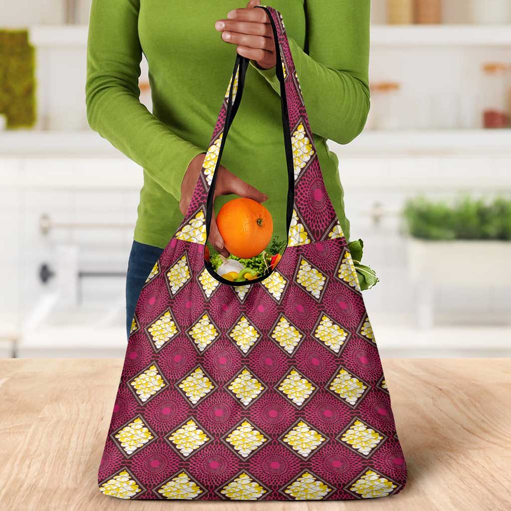 Ruby Gold African Ankara Pattern Grocery Bag