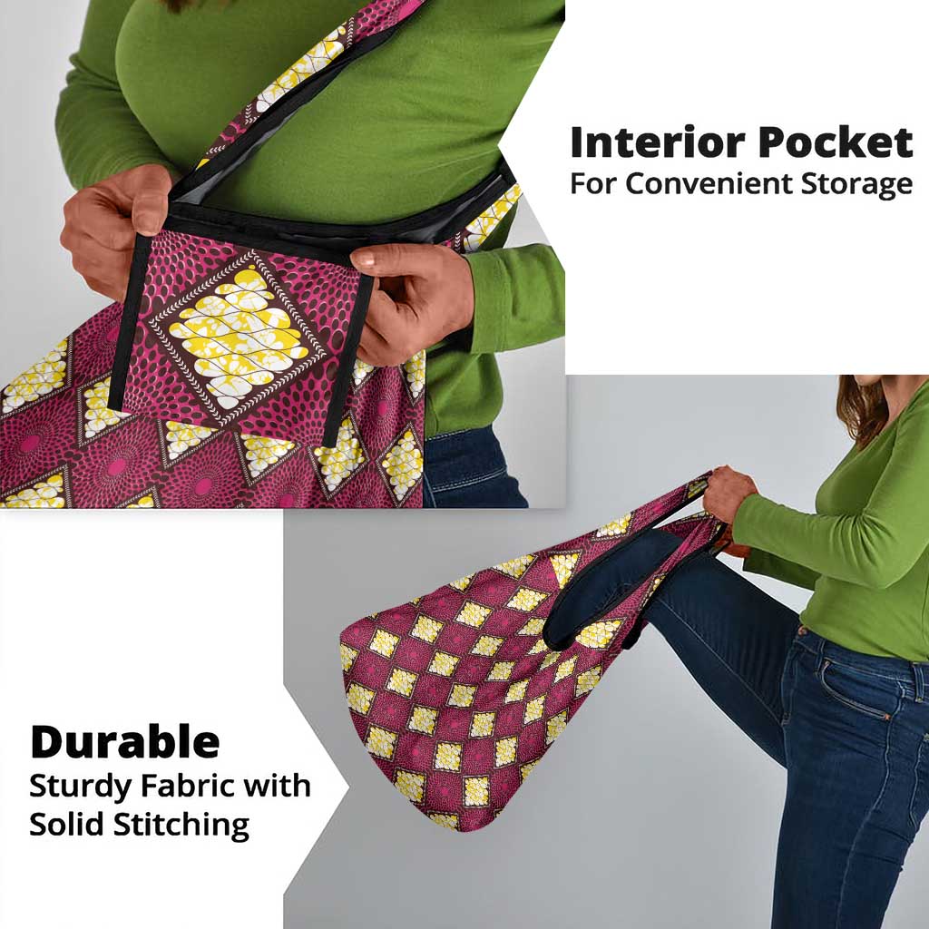 Ruby Gold African Ankara Pattern Grocery Bag
