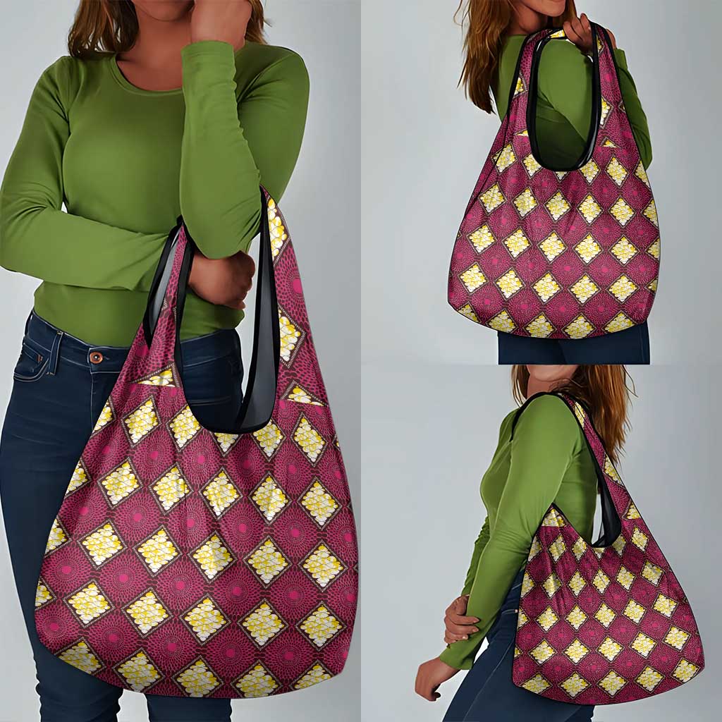 Ruby Gold African Ankara Pattern Grocery Bag