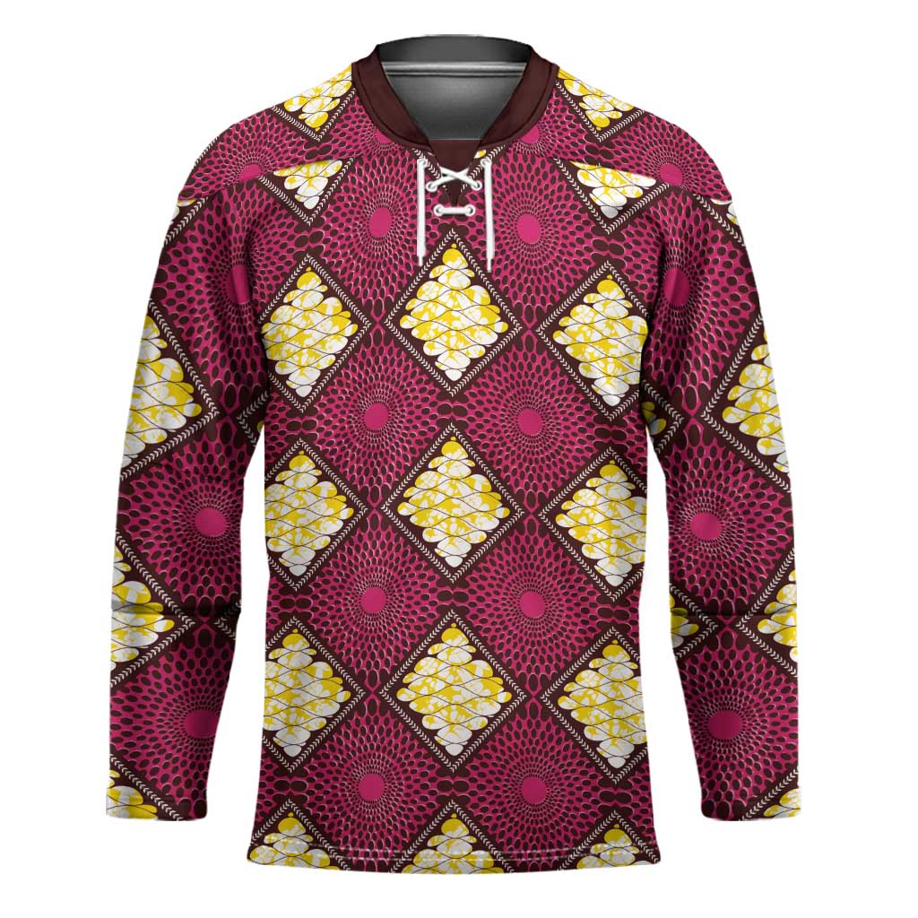 Ruby Gold African Ankara Pattern Hockey Jersey
