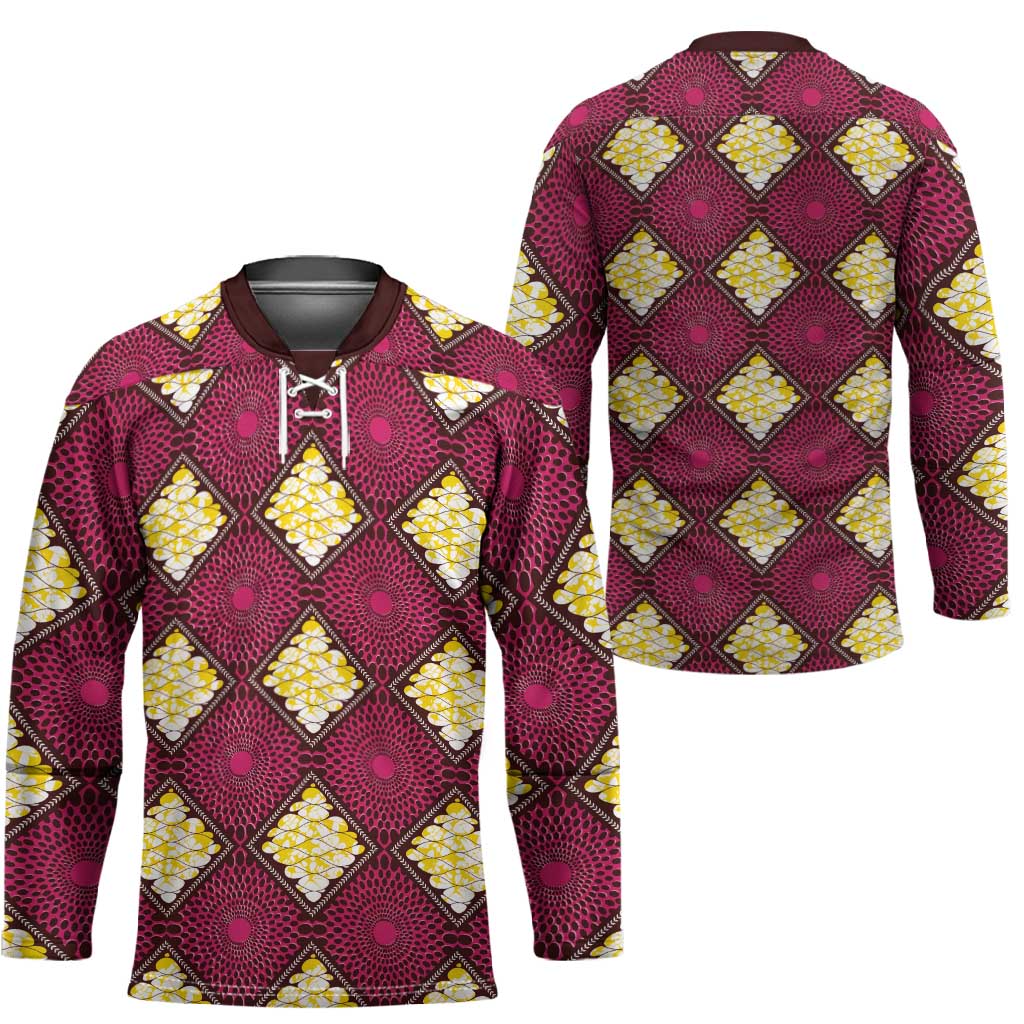 Ruby Gold African Ankara Pattern Hockey Jersey