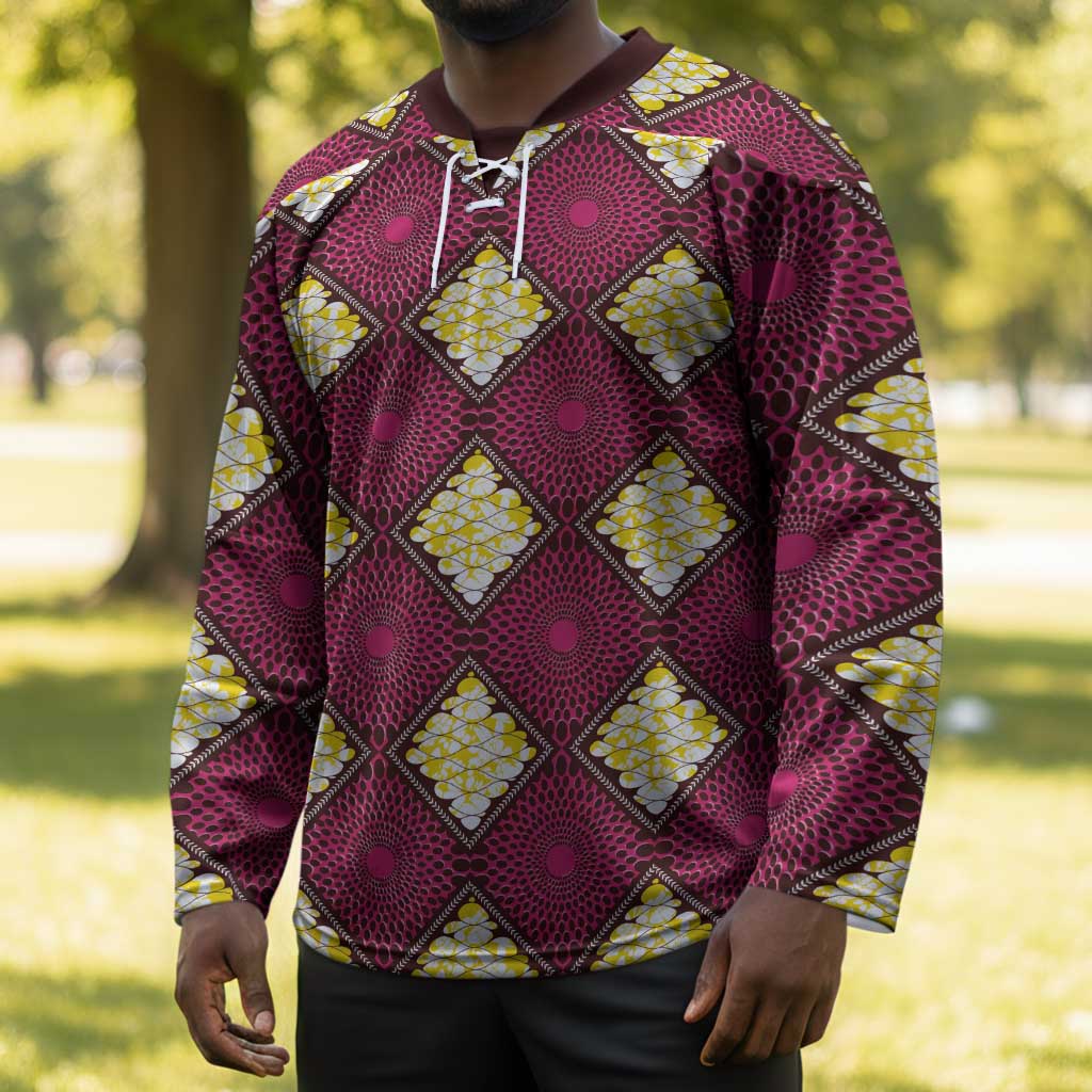 Ruby Gold African Ankara Pattern Hockey Jersey