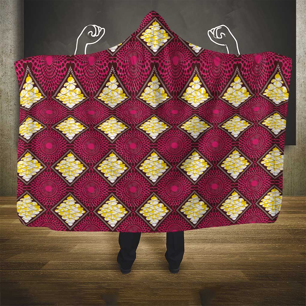 Ruby Gold African Ankara Pattern Hooded Blanket