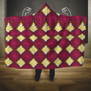 Ruby Gold African Ankara Pattern Hooded Blanket