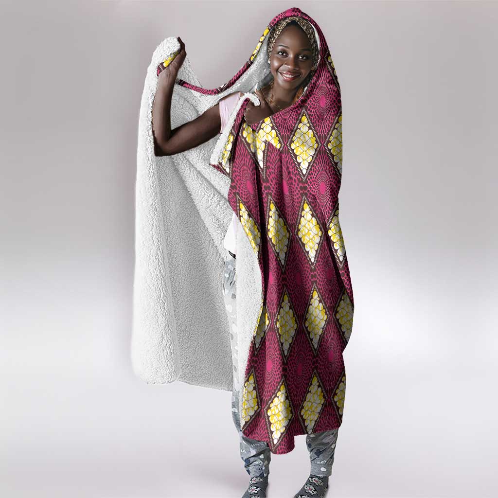Ruby Gold African Ankara Pattern Hooded Blanket