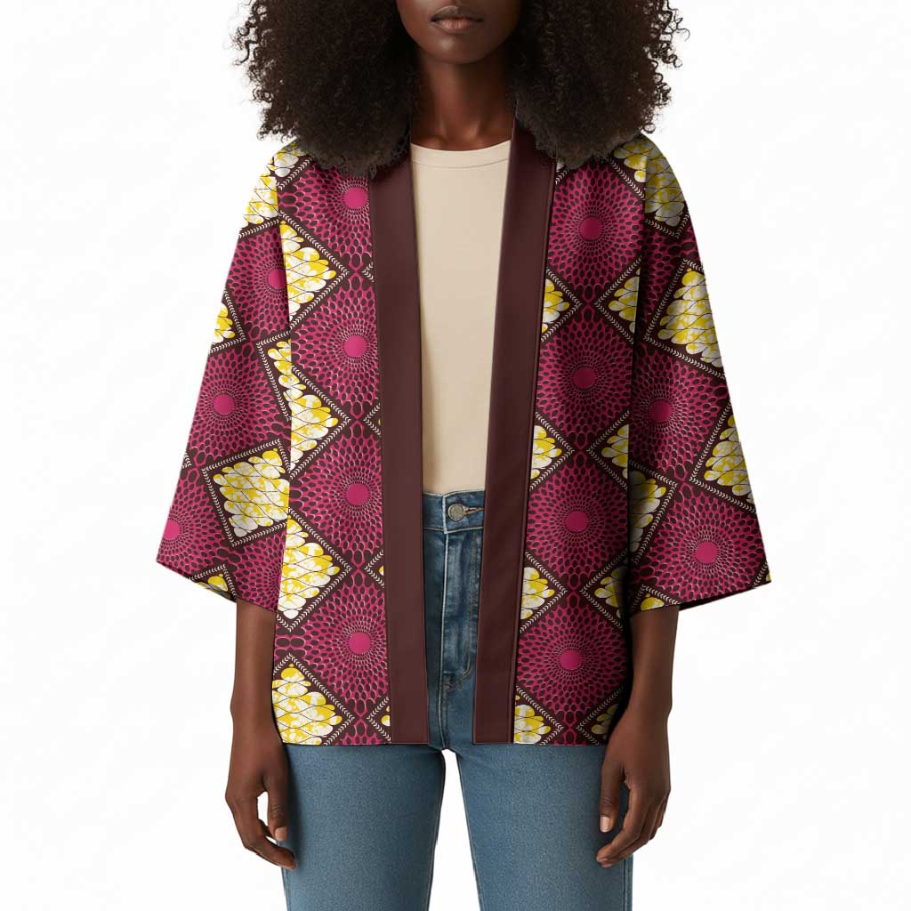 Ruby Gold African Ankara Pattern Kimono