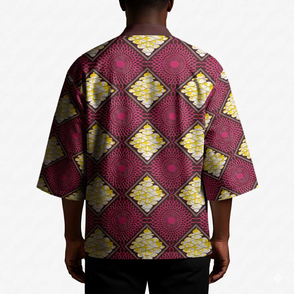 Ruby Gold African Ankara Pattern Kimono