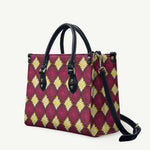 Ruby Gold African Ankara Pattern Leather Bag