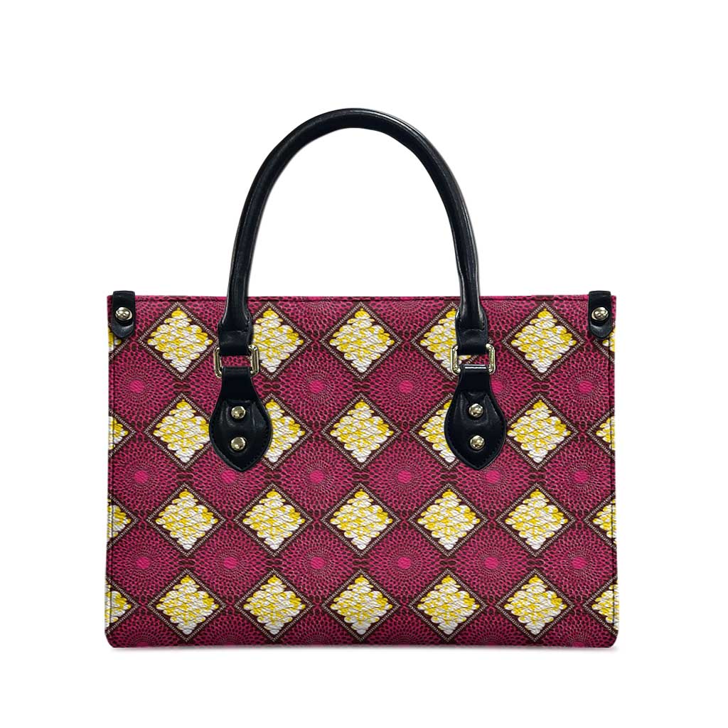 Ruby Gold African Ankara Pattern Leather Bag