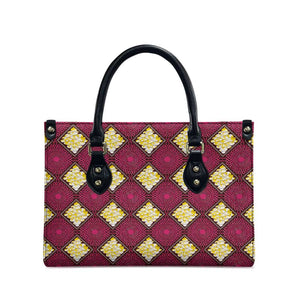 Ruby Gold African Ankara Pattern Leather Bag