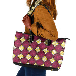 Ruby Gold African Ankara Pattern Leather Tote Bag